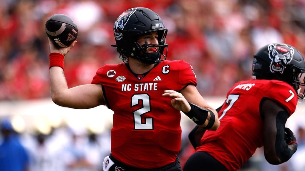 Internet InfoMedia nc state quarterback grayson mccall carted off the field after scary hit sends helmet flying