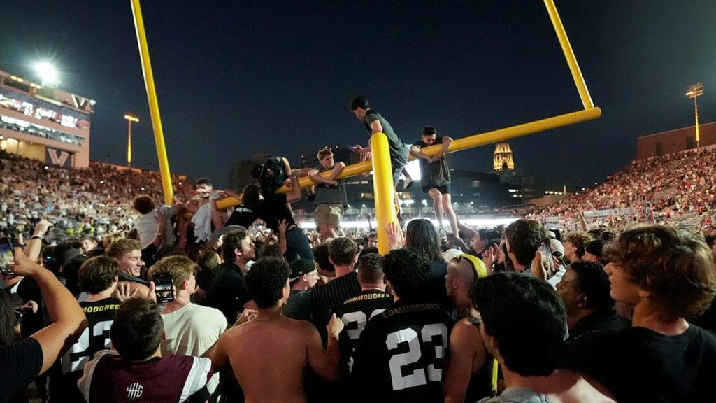 Internet InfoMedia night vision view from helicopter gives wild perspective of viral vanderbilt celebration with goalpost