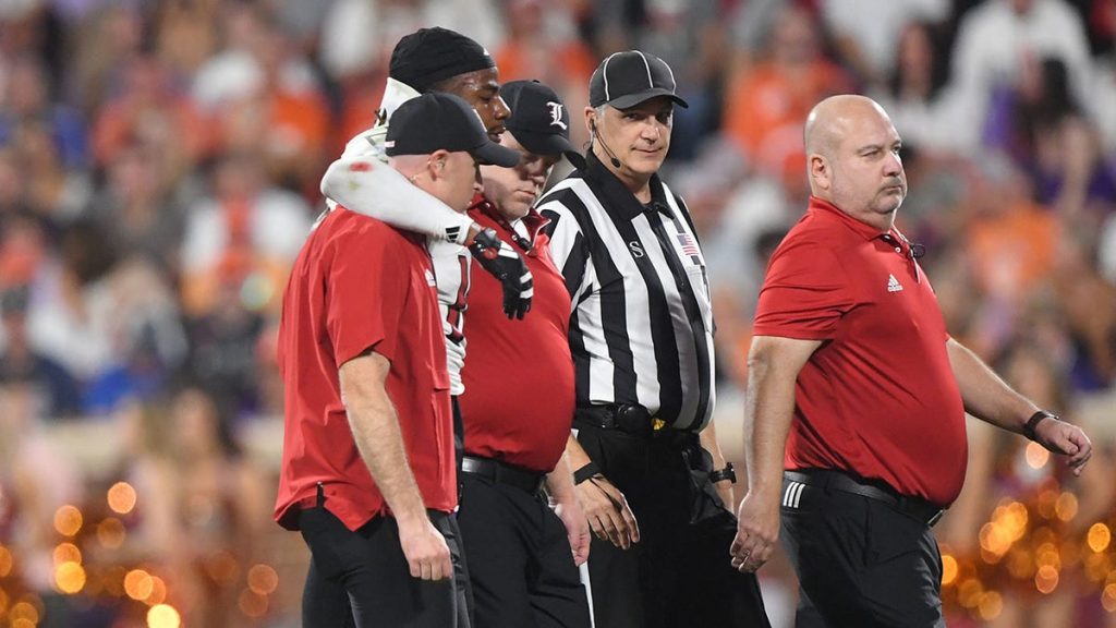 Internet InfoMedia louisville football player stretchered off hospitalized after suffering injury in game