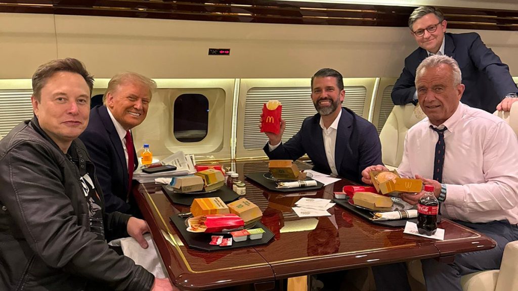 Internet InfoMedia trump inner circle shares mcdonalds meal as donald jr jokes make america healthy again starts tomorrow