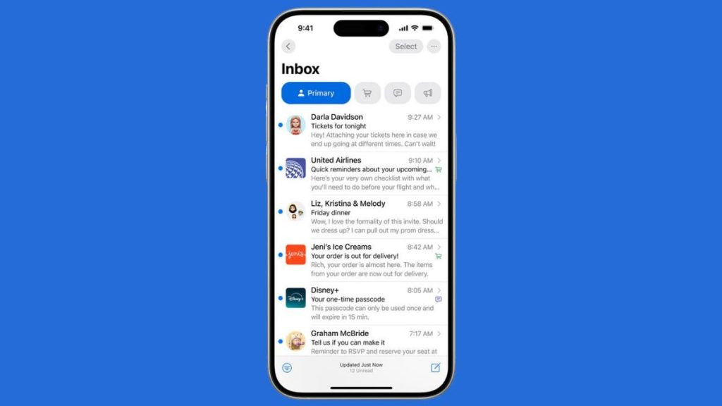 Internet InfoMedia apple mail app redesign introduces new categorization feature in ios 18 2