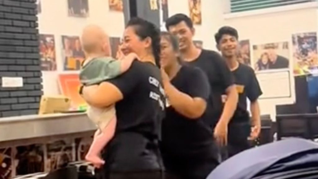 Internet InfoMedia restaurant staff watch baby so parents can eat meals in peace