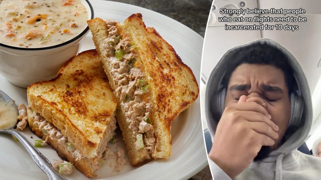 Internet InfoMedia tuna melt stinking up plane prompts fellow passengers viral video