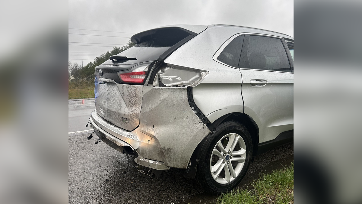 Internet InfoMedia family says vehicle hit by lightning on highway sounded like a gunshot