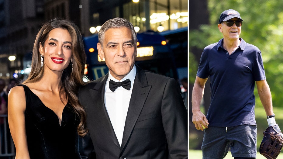 Internet InfoMedia george clooney appears unbothered playing softball amid reports his wife could be barred from future us visits