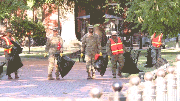 Internet InfoMedia dc launches we the people campaign while national guard patrols streets picks up trash