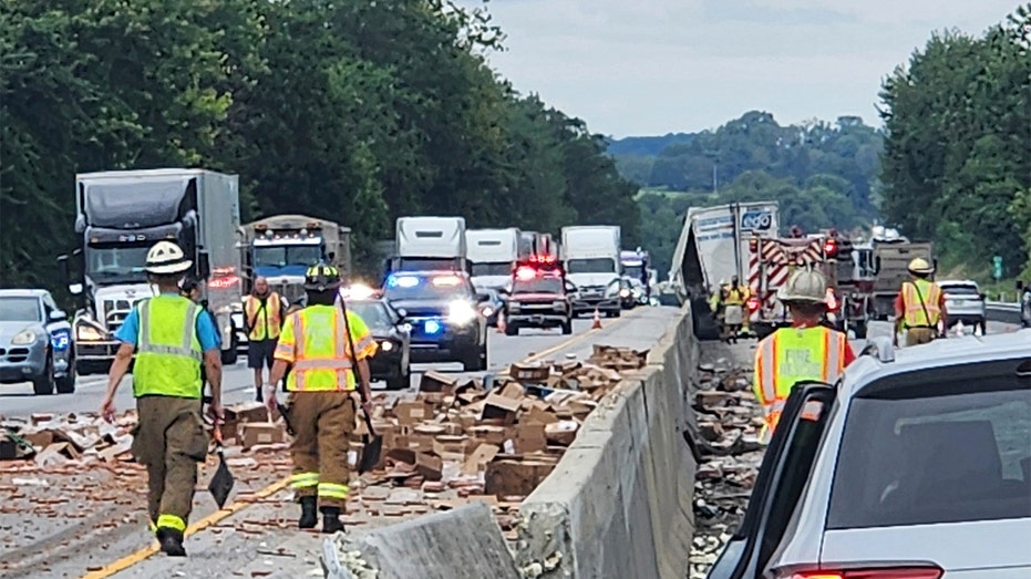 Hot dogs spill across interstate after tractor trailer crash to clog commute for steamed motorists Internet InfoMedia hot dogs spill across interstate after tractor trailer crash to clog commute for steamed motorists